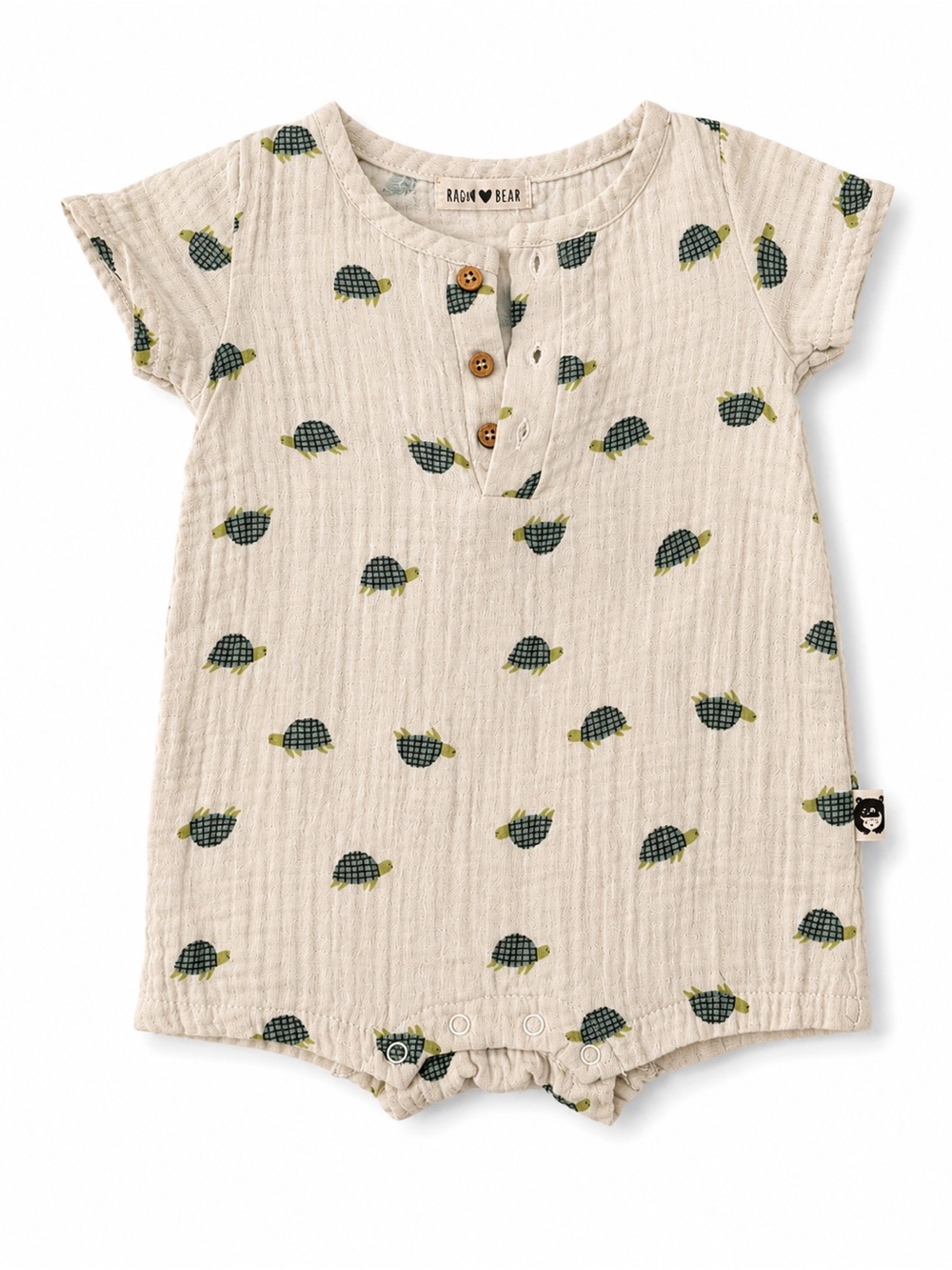 Ragdoll & Rockets Cream Turtle Print Baby One-Piece